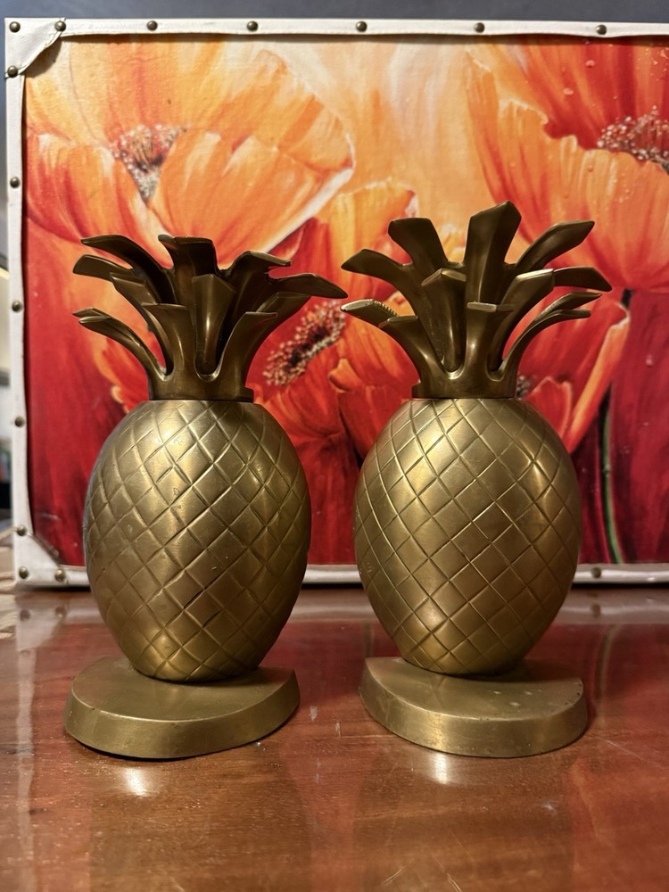 Vintage Brass Pineapple Bookends - a Pair