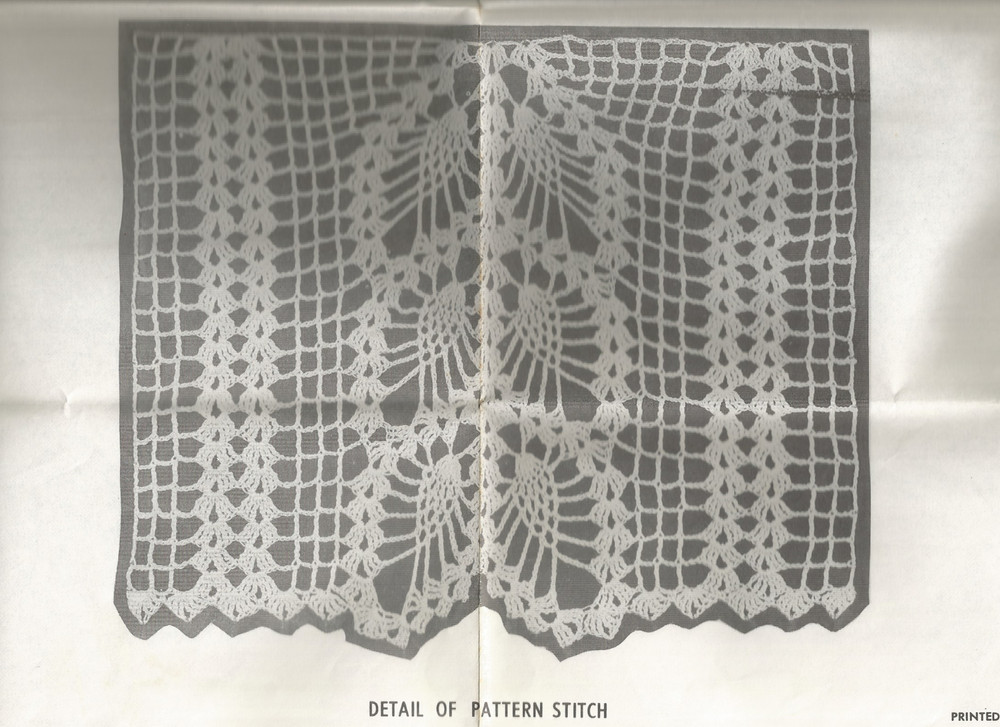 7451 Pineapple & Mesh Design Bedspread & Curtains Crochet Strips Patterns Vtg