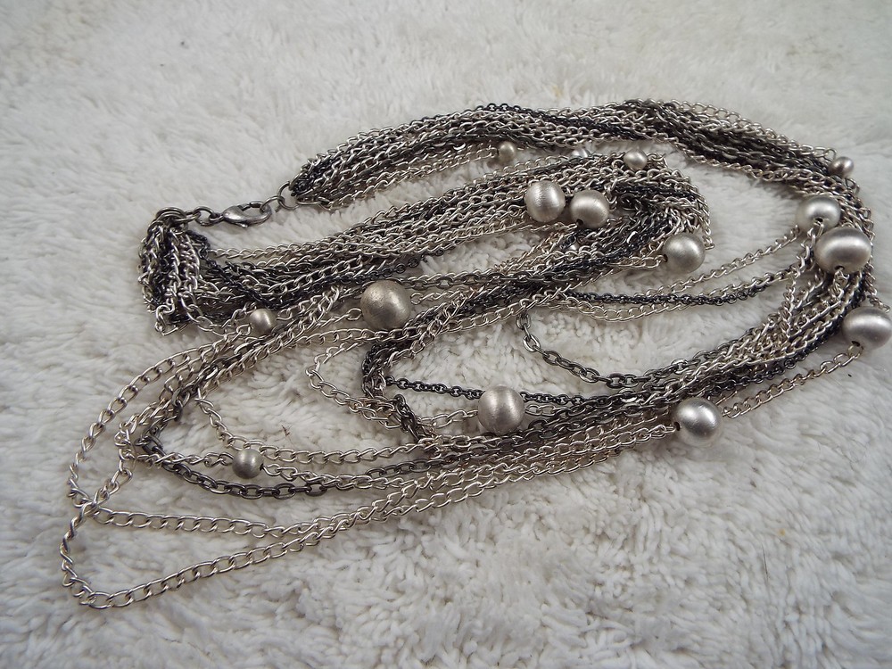 Mixed Silvertone Multi Chain Necklace (B26)