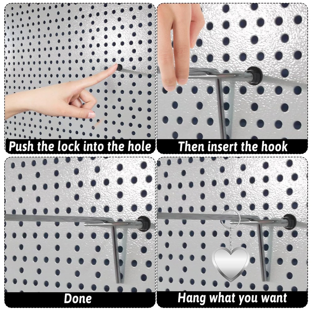Pegboard Hook Locks, 120PCS Black Pegboard Locks for Stopping Hooks PegHook S...