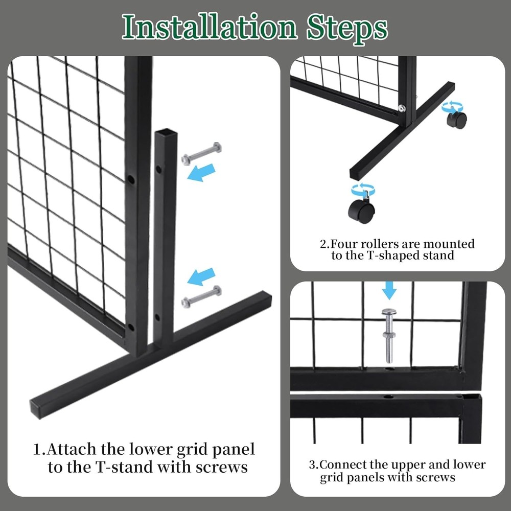 3'×6' Double-Layer Grid Panels for Display, Movable Gridwall Panels Tower