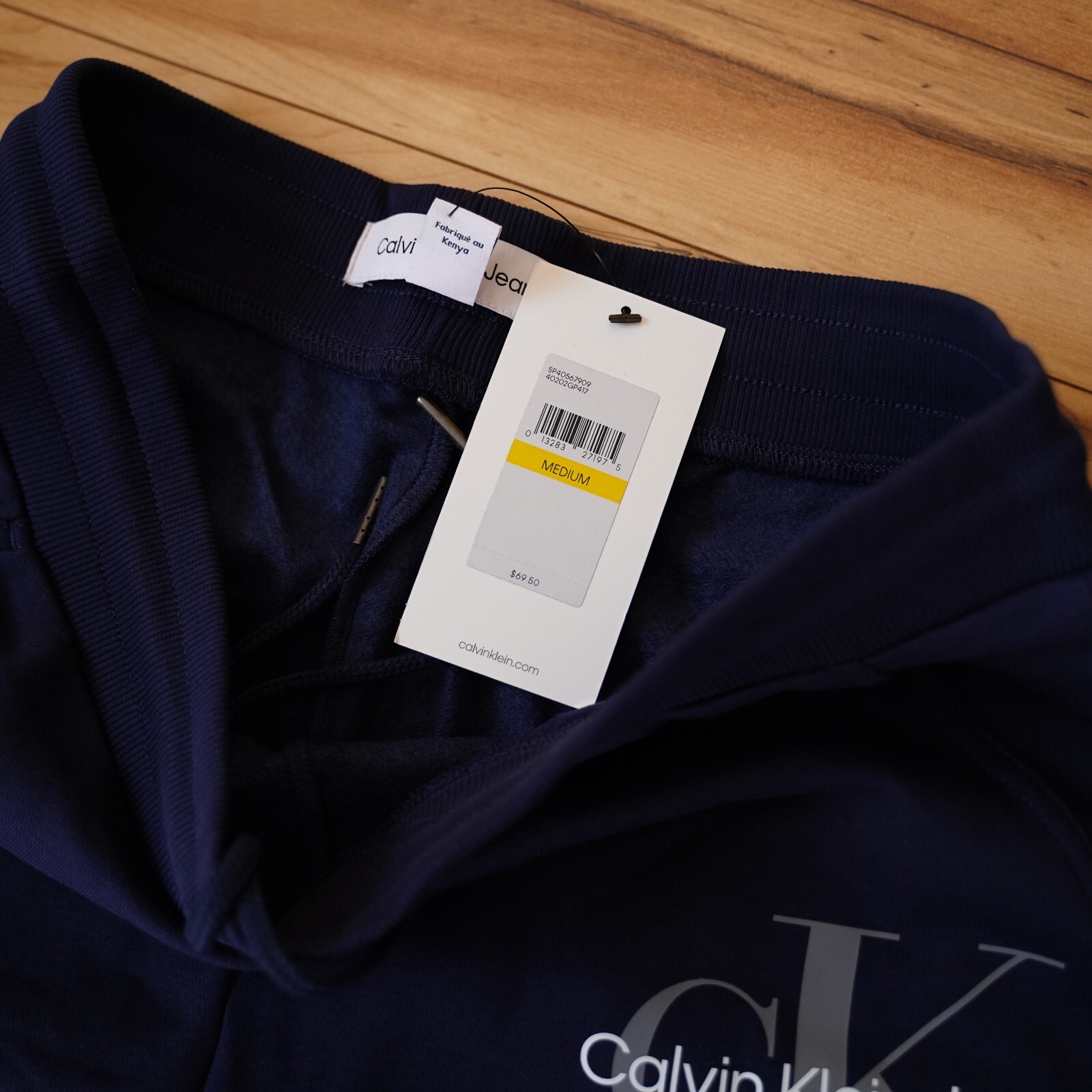 Calvin Klein Jeans Mens Blue/ Grey Monogram Logo Fleece Jogger Sweatpants