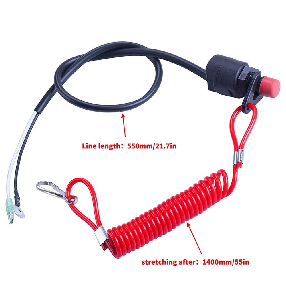 Durable Boat Outboard Engine Stop Motor Kill Switch with Safety Tether Lanyard \