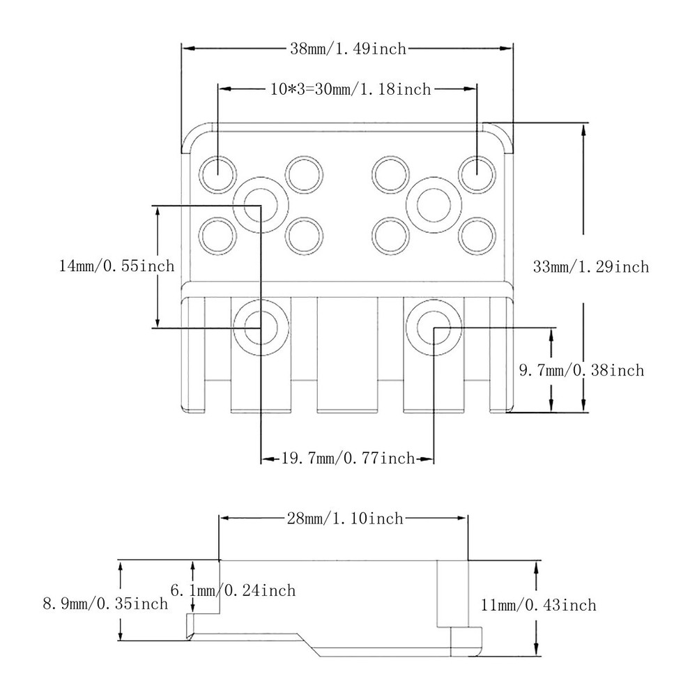 Brass 4 String Bass Bridge String Locks Headless Bass String Locking Silver