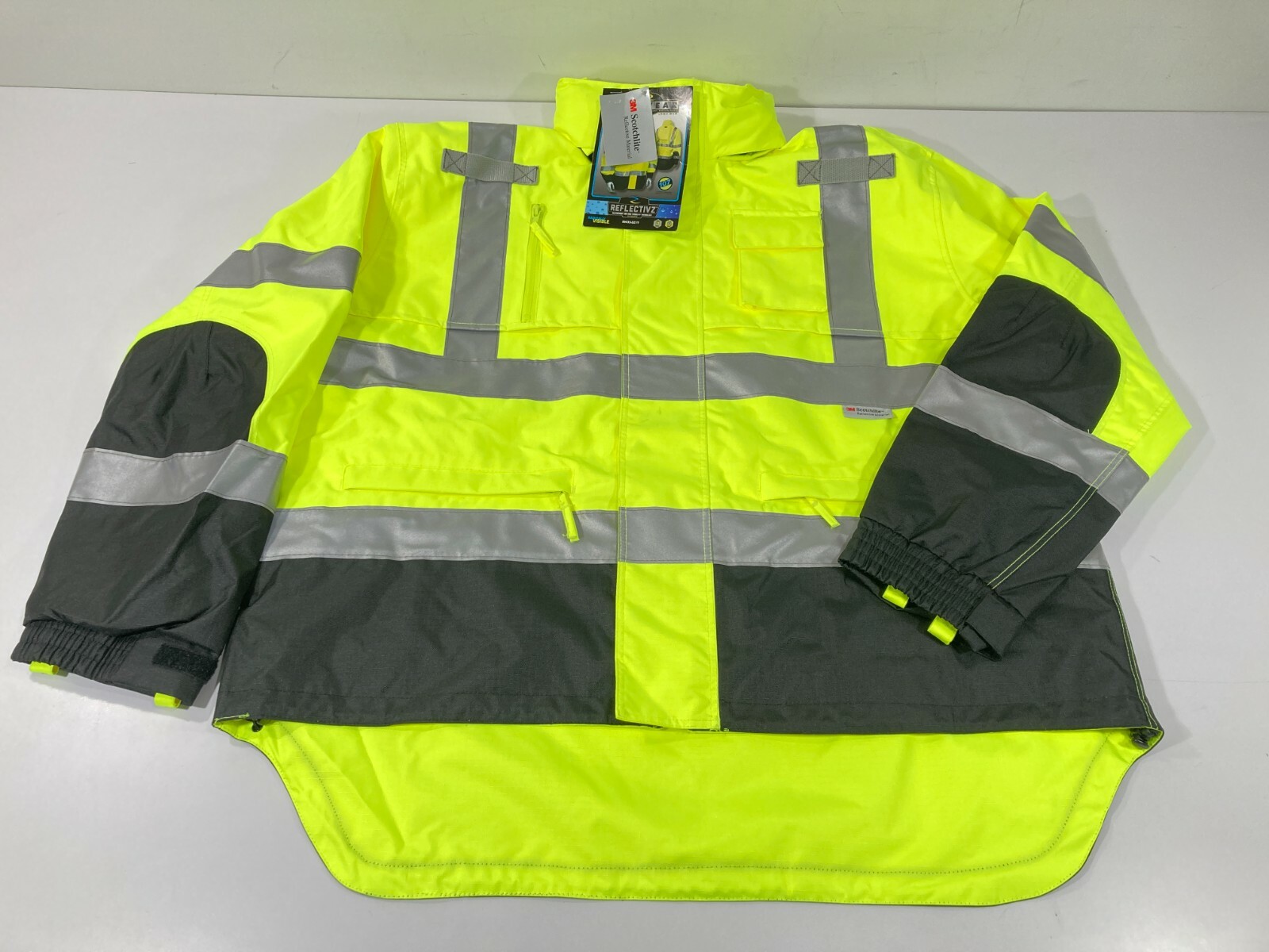 RADIANS RW32-3Z1Y RADWEAR CLASS 3 HEAVY DUTY RIP STOP HI VIS RAIN JACKET COAT LG