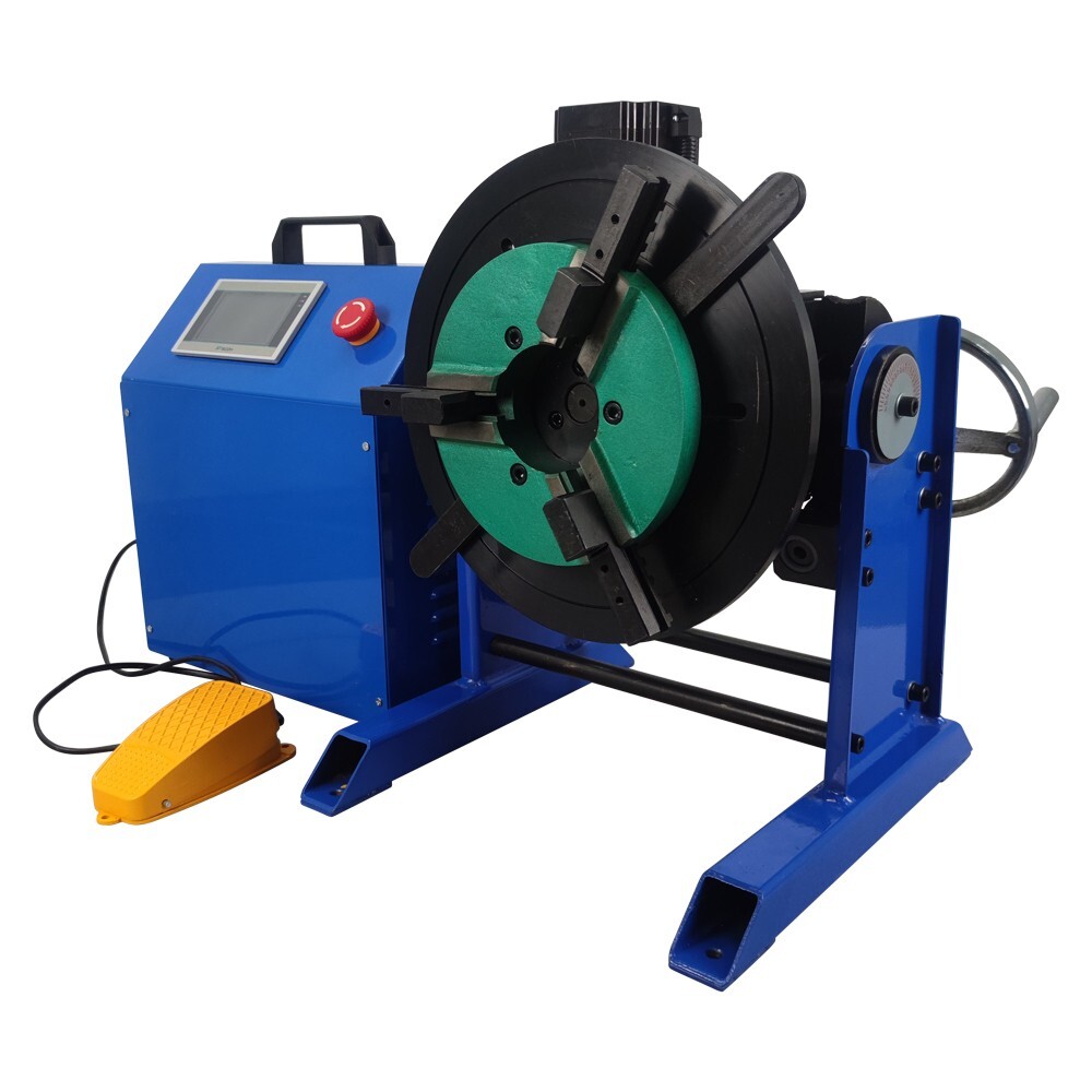 110V PLC Controller 50KG Class Welding Positioner Turntable with 200MM Chuck