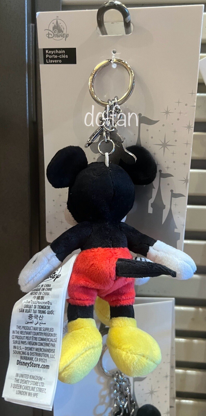 Disney Parks Mickey Mouse Plush Keychain with Hand Bag Charm NEW