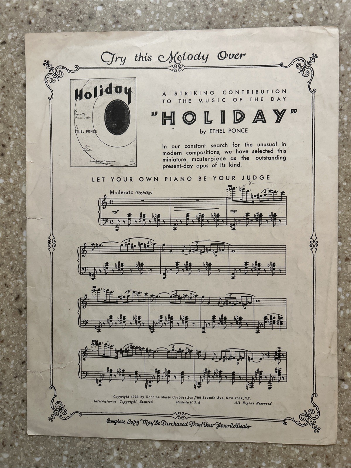 Viennese Refrain Vintage Piano Vocal Sheet Music Vintage 1933