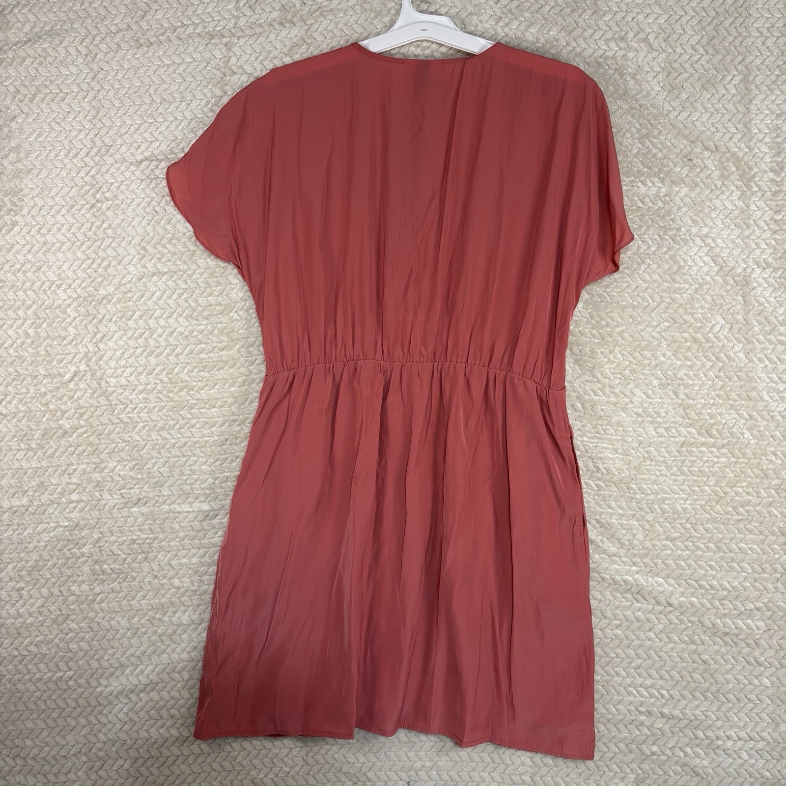 Universal Thread Dress Womens L Pink Tie Front Flutter Short Sleeve Mini