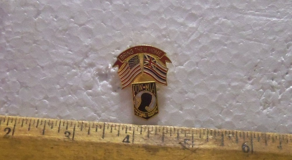 US Flag with Hawaii Flag POW*MIA Pin