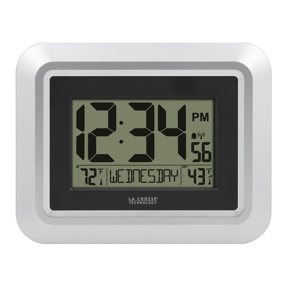 513-1918S La Crosse Technology Atomic Digital Wall Clock OUT Temperature TX191