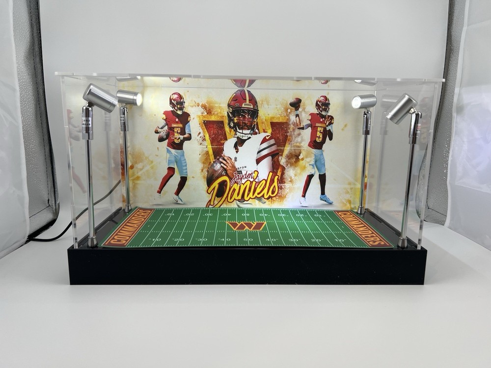 Jayden Daniels - Commanders - Custom 2 Mini Helmet Display Case W/ LED Lights