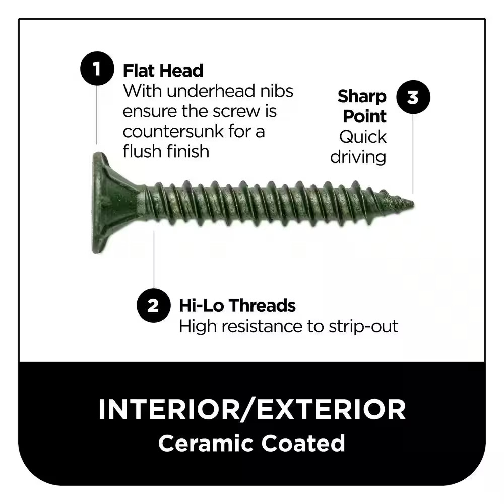 #9 X 1-1/4 In. Star Drive Flat Head Cement Board Screws (178-Pack)
