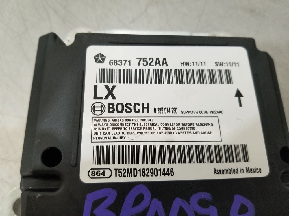 19 2019 CHRYSLER 300 SRS RESTRAINT CONTROL MODULE 68371752AA