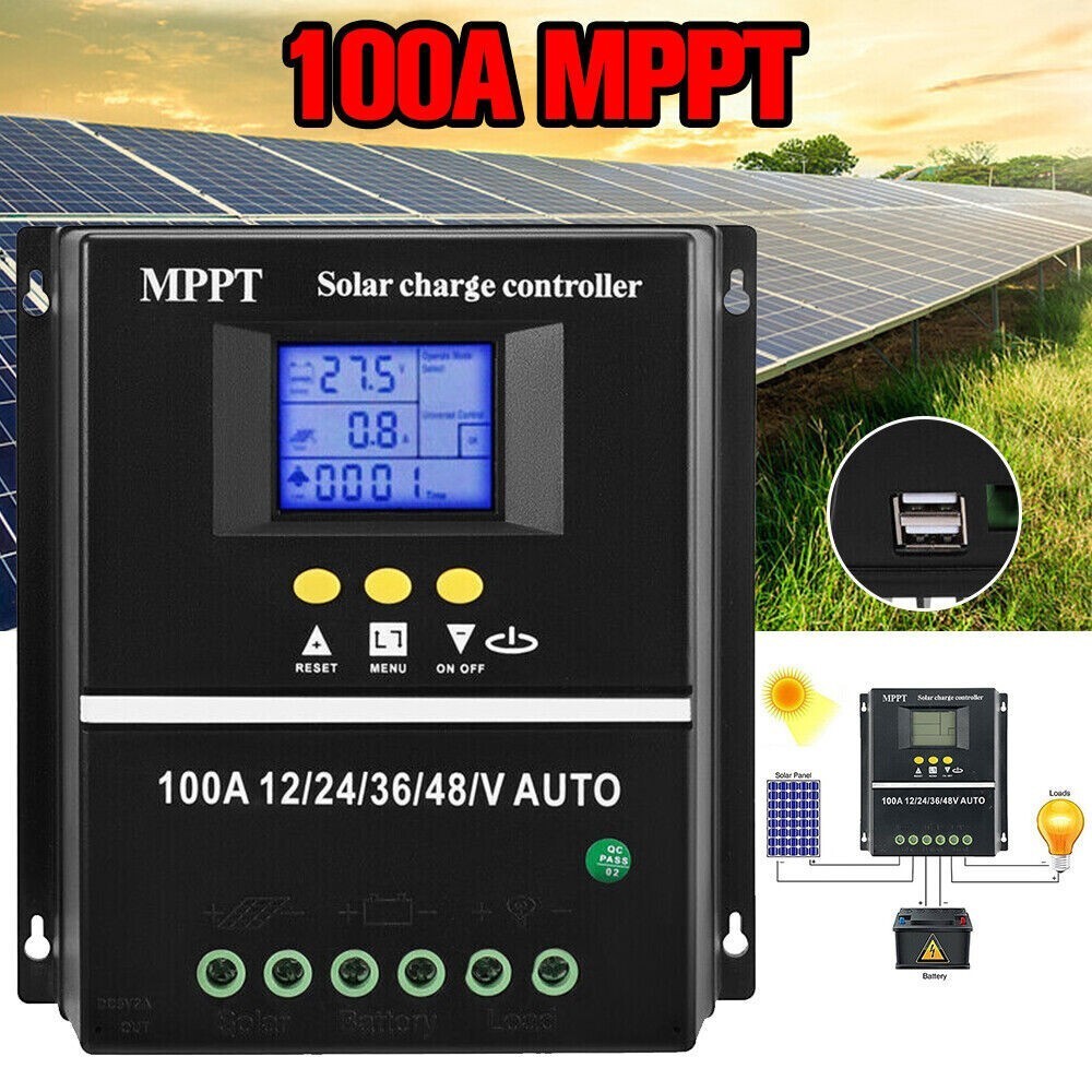 100A MPPT Solar Charge Controller 12V/24V/36V/48V Solar Panel Battery Regulator