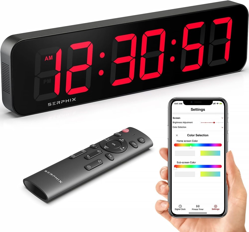 Lar Digital Wall Clo with Seconds, App & Remote Control, Customizable