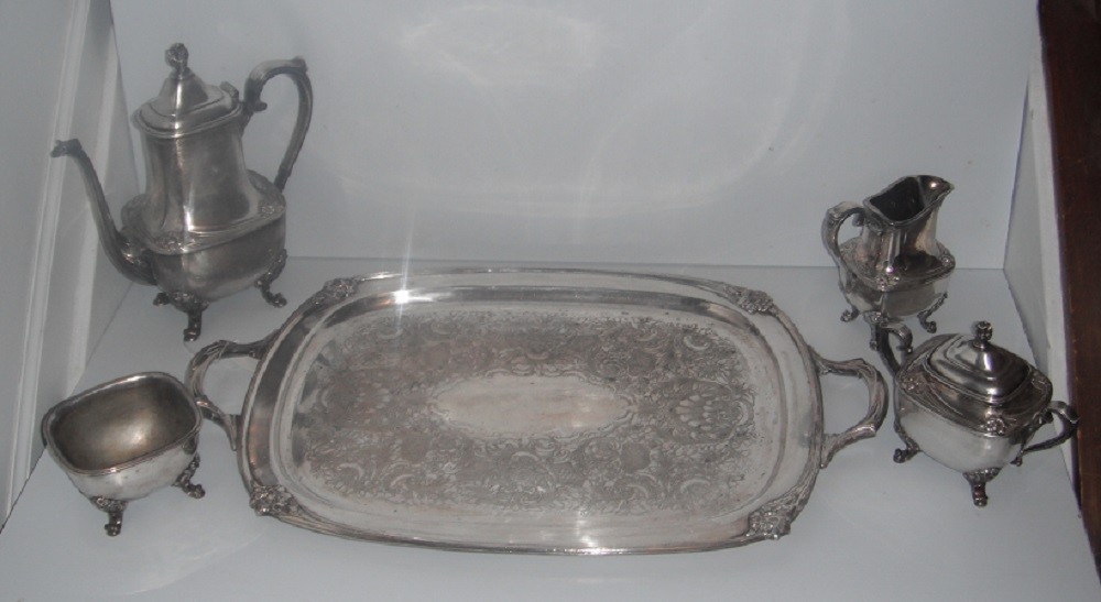 5pc Daffodil Pattern 1847 Rogers Bros Silver Plate Tea & Coffee Service Set