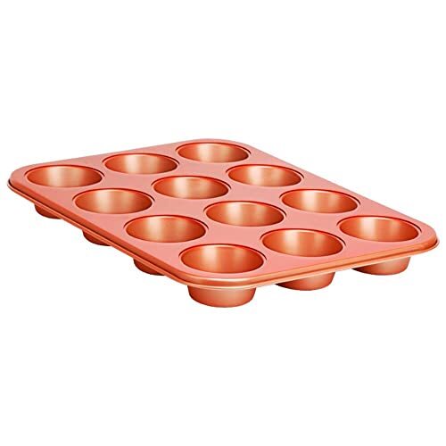 NutriChef 12-cup Non-Stick Coated Layer Surface Copper Oven Muffin Pan