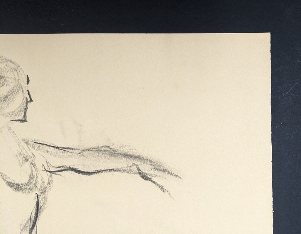 Walter Eck, dancing female nude, drawing, autographed