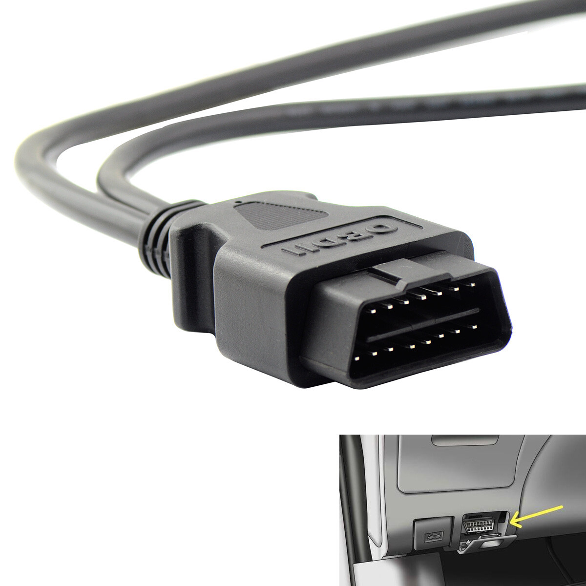 50cm 16 Pin Male to Female Adapter OBD 2 Splitter Y Cable with Underdash Bracket
