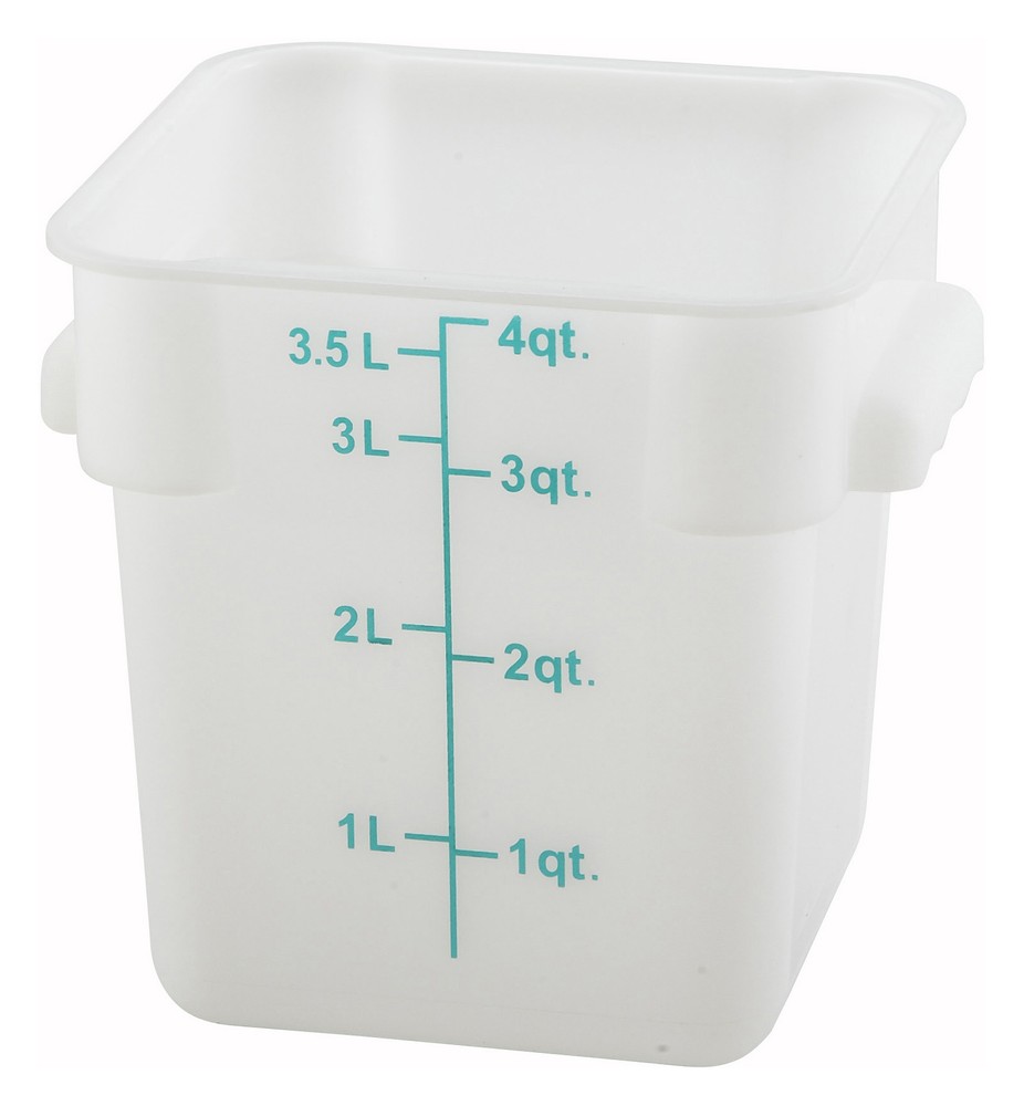 4qt Square Storage Container, White, PP (12 Each)