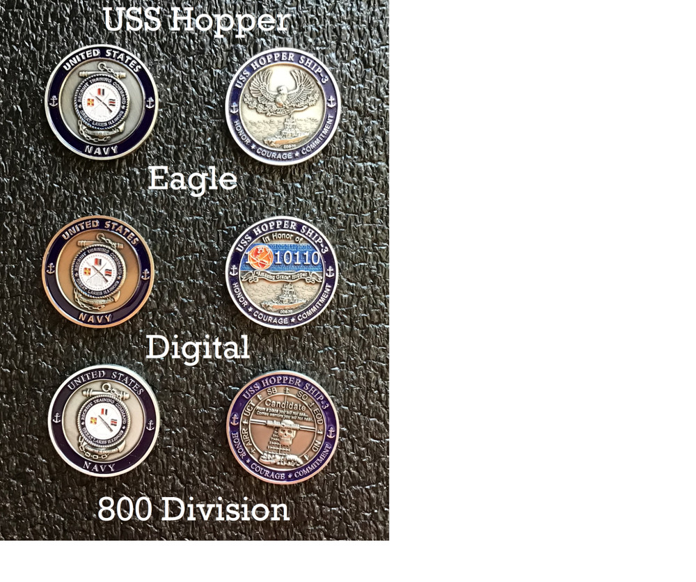 ~ USS Hopper ~ Ship 3 ~ US Navy Recruit Training Command Challenge Coin