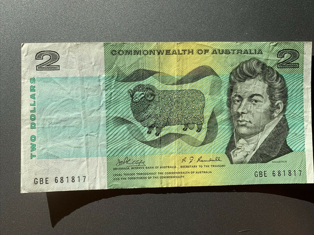 1968 Australia $2 banknote P38c light circulation