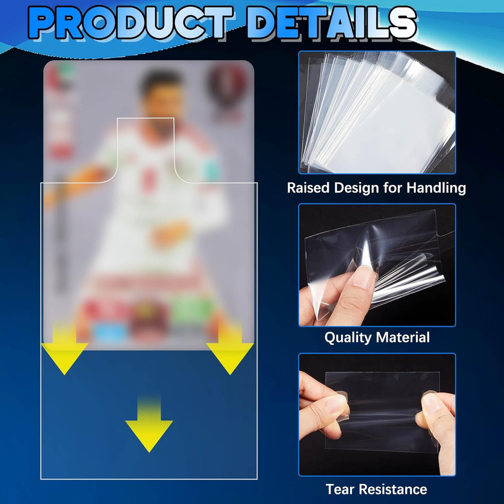 500 Pack Tabbed Sleeves Holders with Pull Tab Trading Card Sleeves for Grading
