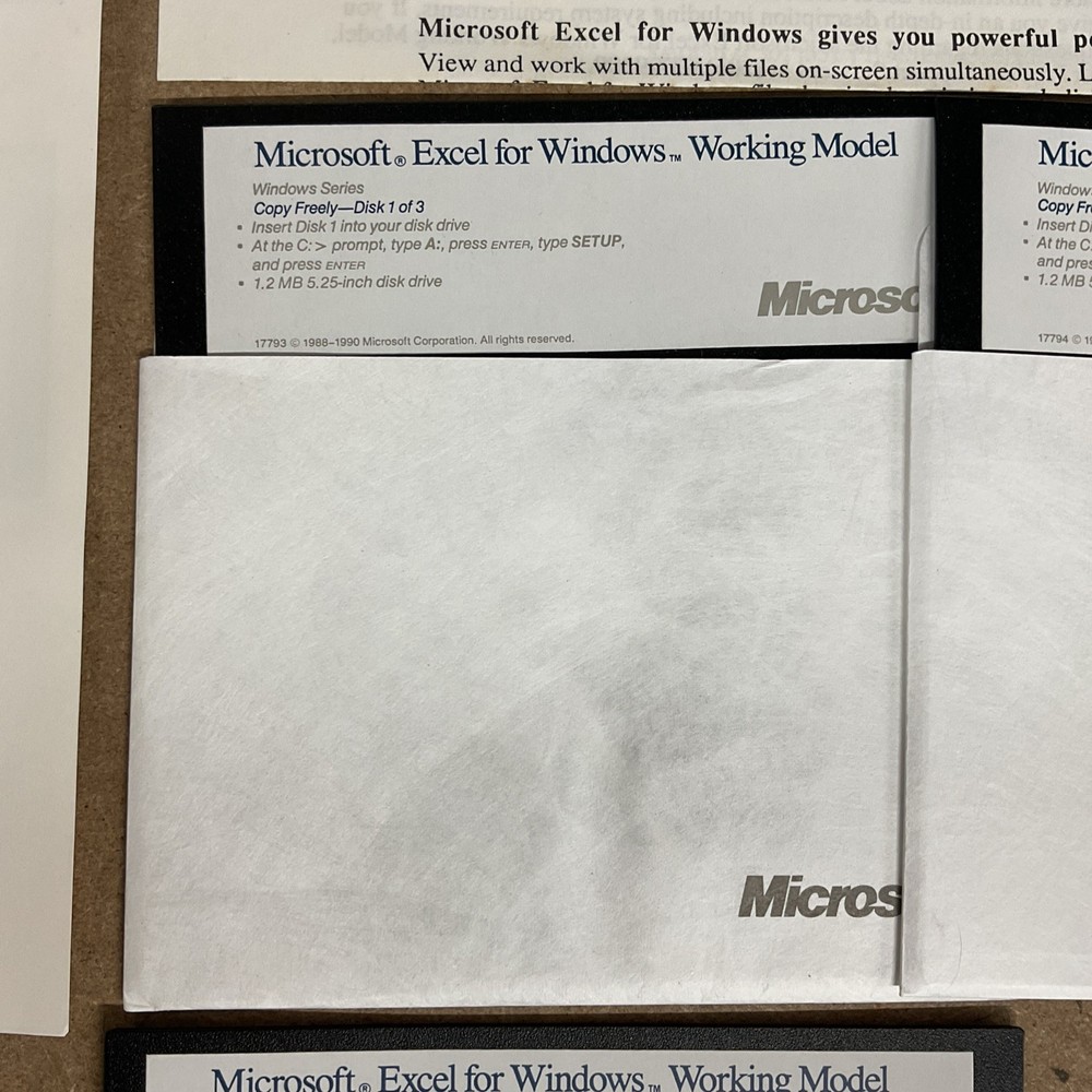 Microsoft Excel Version 2.1 For Windows 5.25 Inch Floppy Vintage Computing