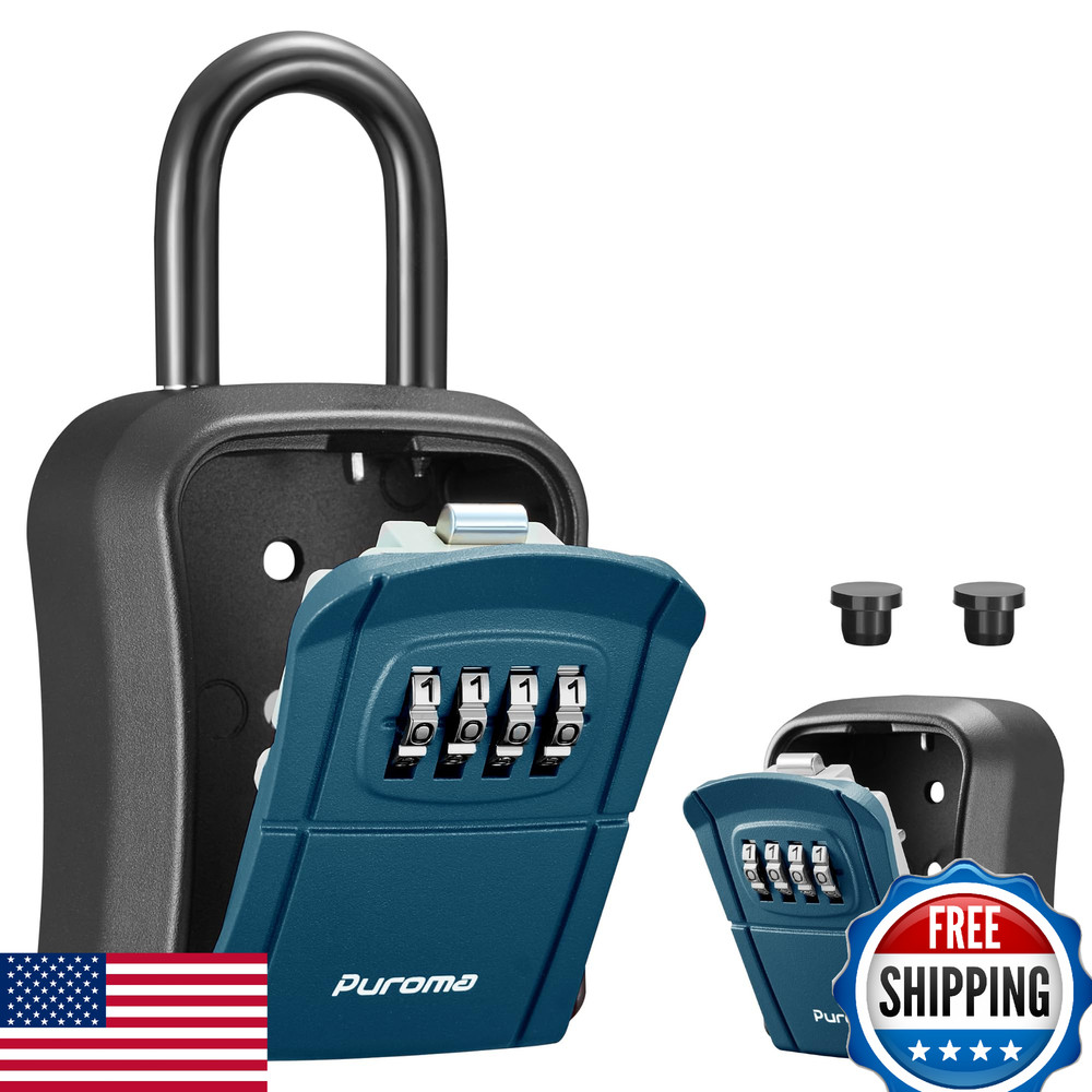 Puroma Key Lock Box Wall Mount Lockbox Resettable Combination Key Storage Peacoc