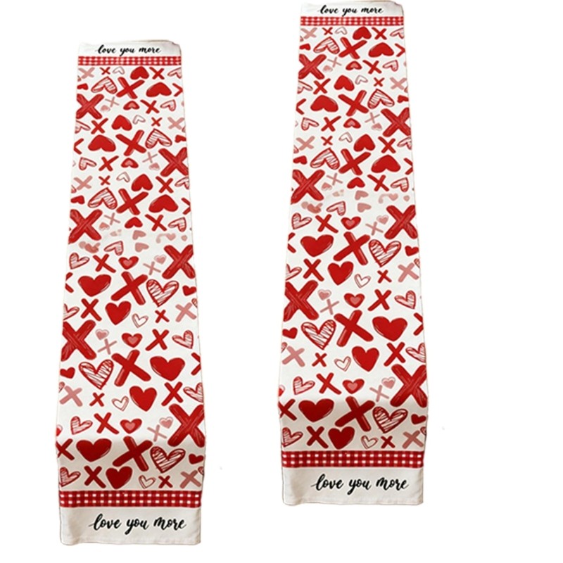 Heart Pattern Linen Tablecloth for Valentines Decorations and Special Event