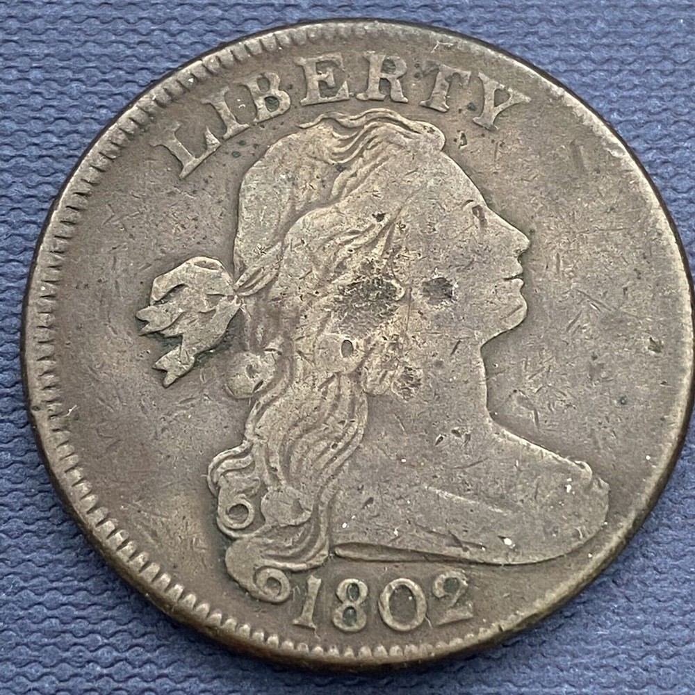 1802 Draped Bust Large Cent 1c Better Grade VF #42846
