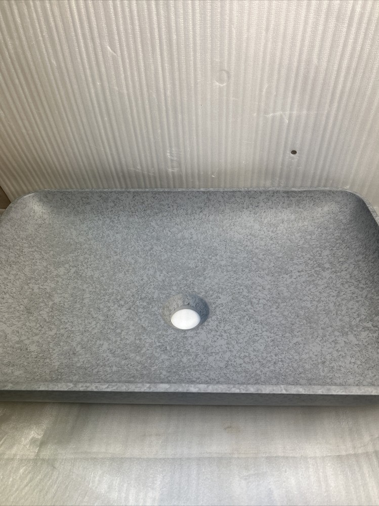 Vigo VG04056 Concreto Stone 14-1/2" Rectangular Concrete Vessel - Grey