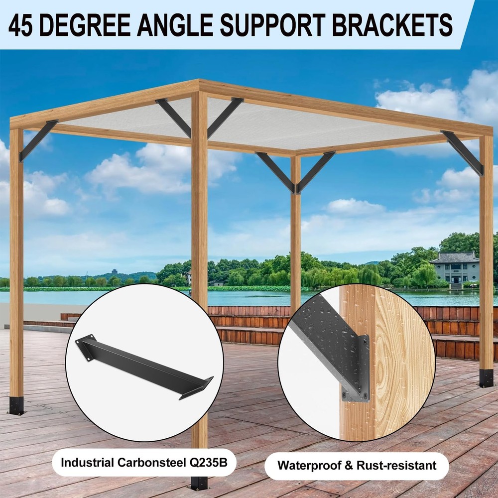 4 Pcs 45 Degree Angle Support 45 Brackets-4 Pcs, Black