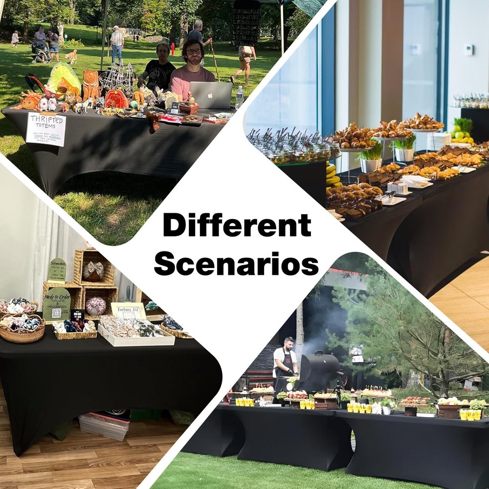 Trlyc 2 Pack 6FT Spandex Table Cloth - 72 x 30 Inch Rectangular Stretch Table...