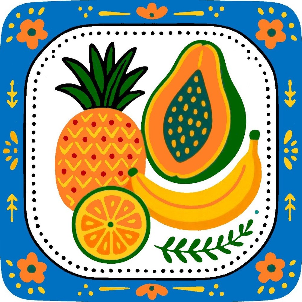 30 Custom Tropical Fruit Art Personalized Address Labels