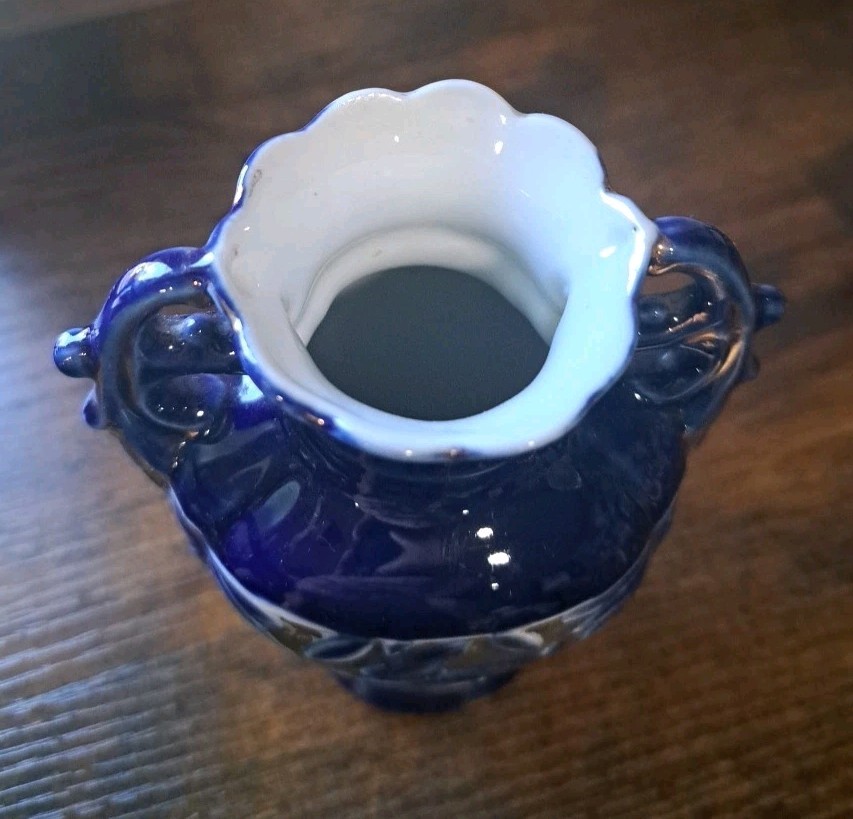 small ceramic vase blue