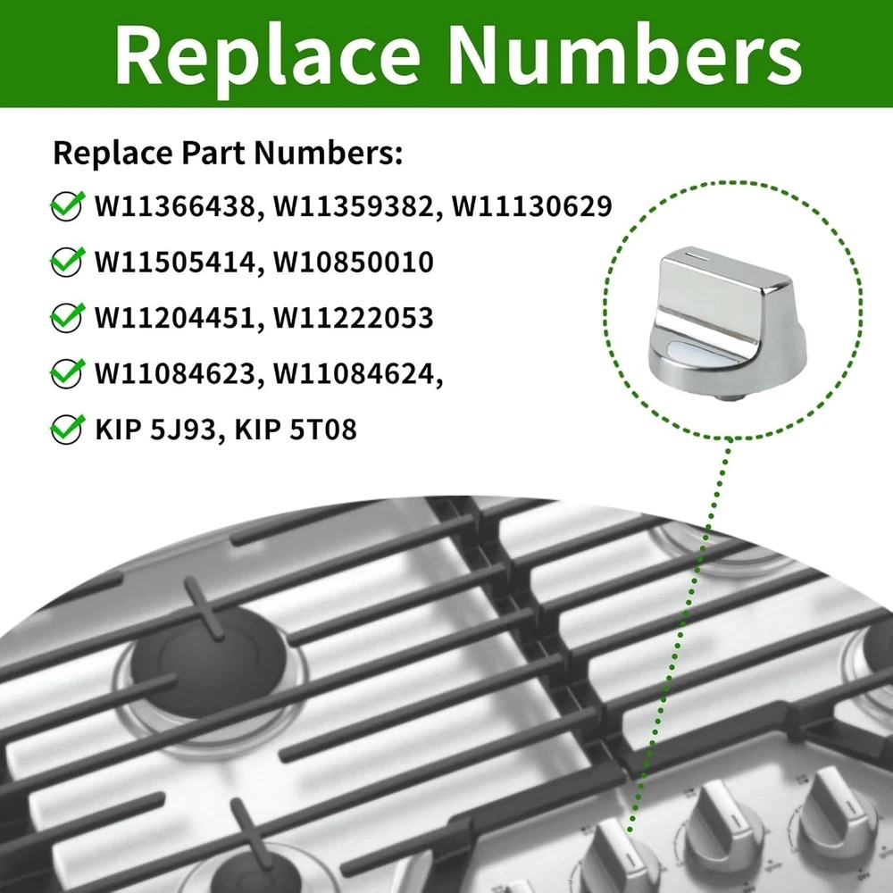 5 Pcs W10850010 Stove Knobs Replacment for Whirlpool Stove Knobs W 10850010