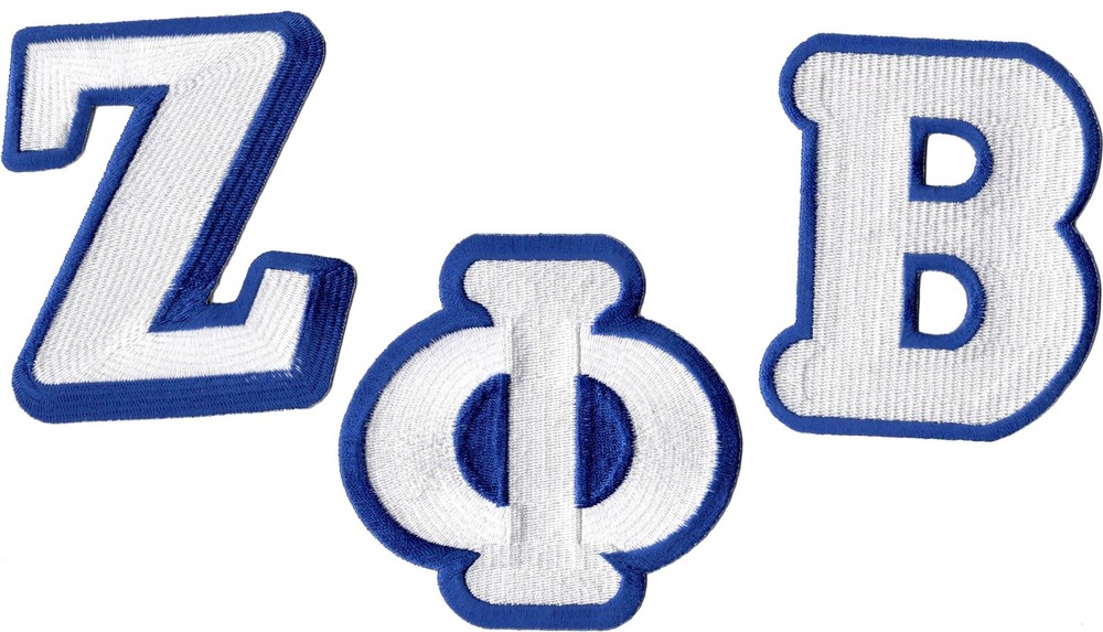 Zeta Phi/&Phi; Beta Large Letter Iron-On Patch Set [White - 4"]