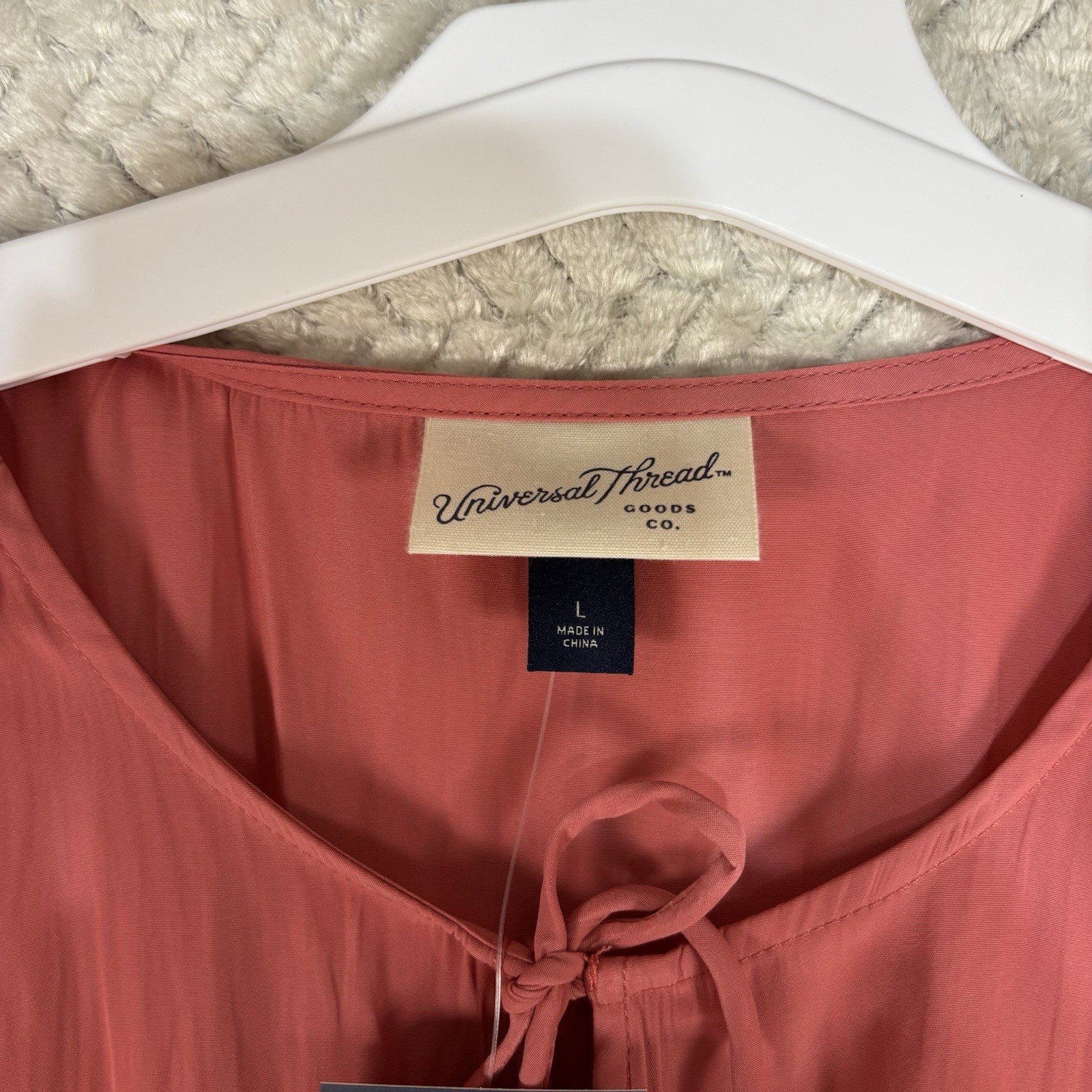 Universal Thread Dress Womens L Pink Tie Front Flutter Short Sleeve Mini