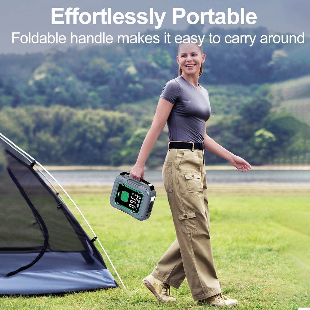 9500A Portable Jump Starter with Air Compressor, LED Light, Power Bank & Case US