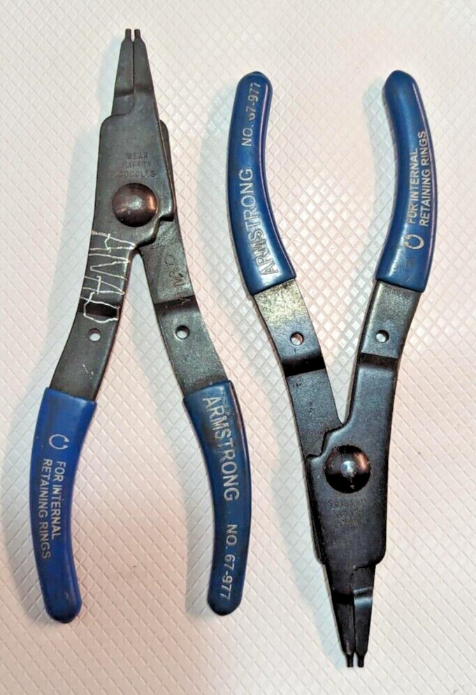 Armstrong Internal Retaining Ring Pliers 67-977 Tool Snap Blue Rubber Handle