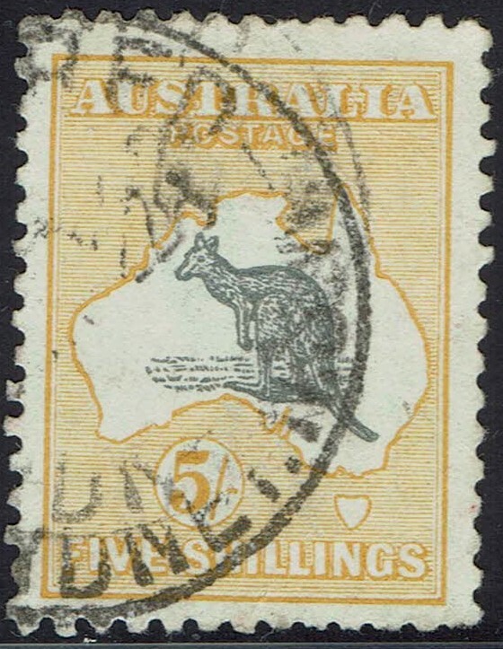 AUSTRALIA 1915 KANGAROO 5/- 3RD WMK USED
