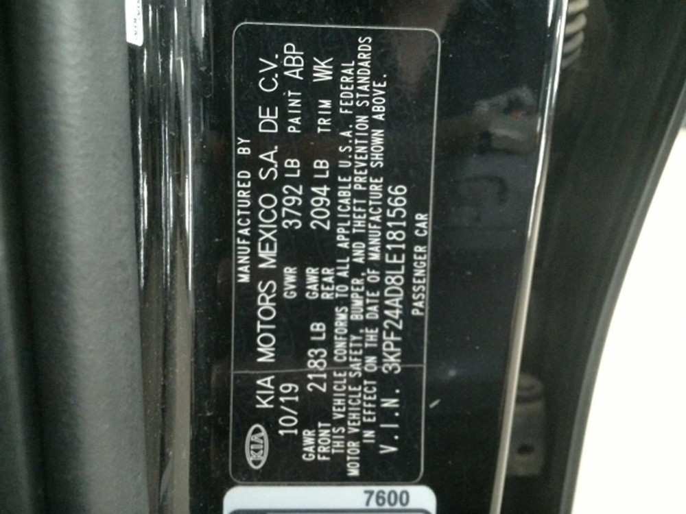 FORTE 2020 Fuse Box Cabin 104829666