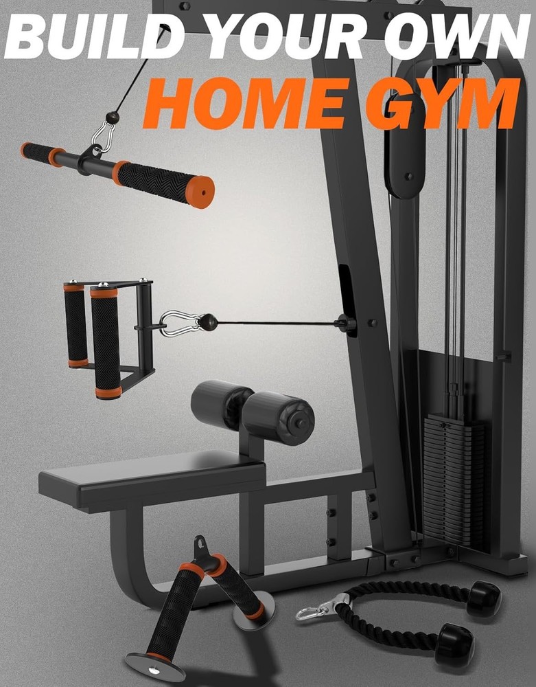 Cable Machine Attachment Set for Gym & Home Workouts, Lat Pulldown Attachments w