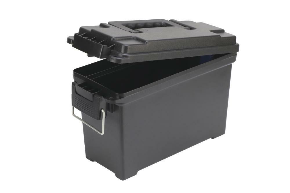 11" Black Medium Ammo Field Box with Handle Lockable, Stackable, Rubber Seal