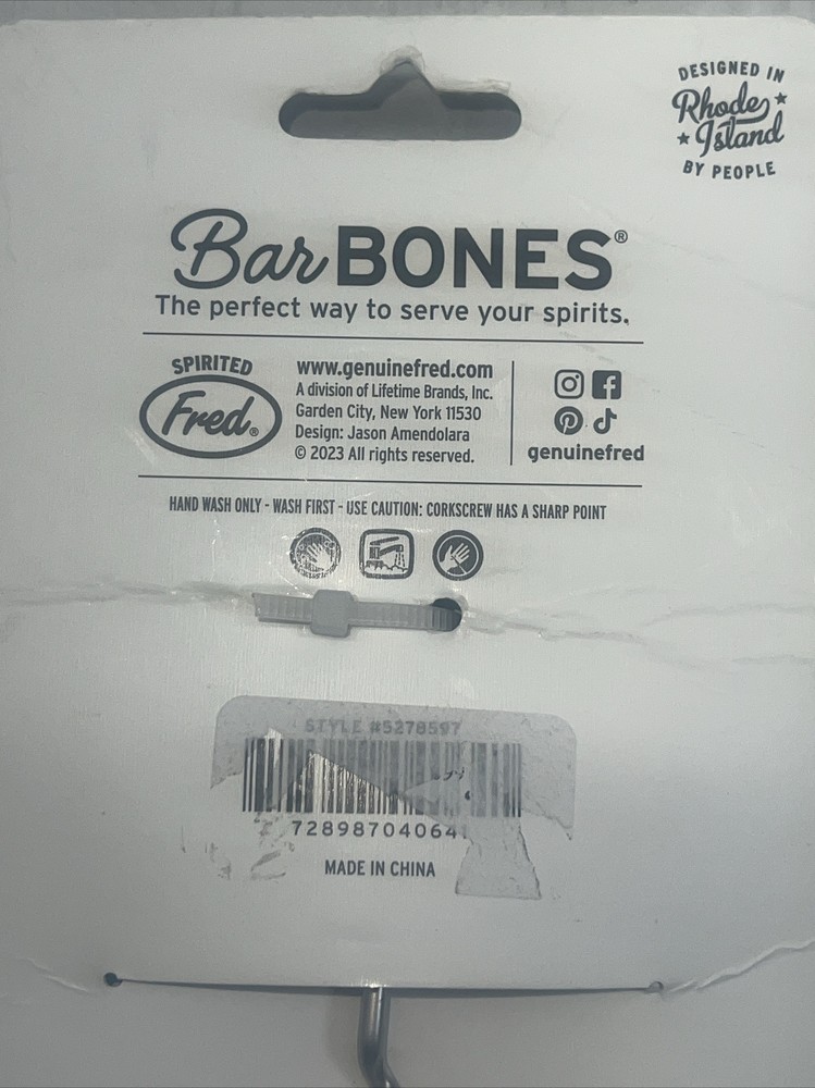 Bar Bones Fred Heavy Solid Metal Silver Skull Head Corkscrew New NIP