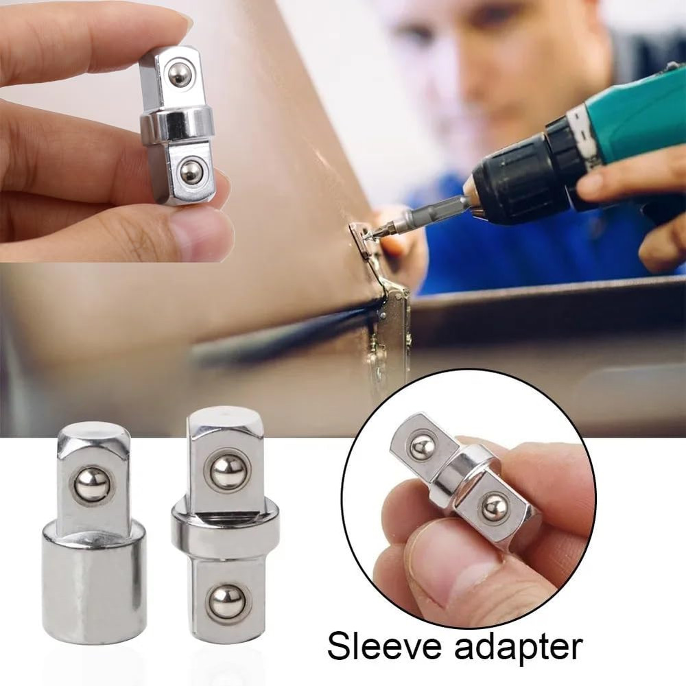 3 Pack Impact Socket Adapter Set Joint Chrome 3/8 Coupler + 3/8 to 1/4 +