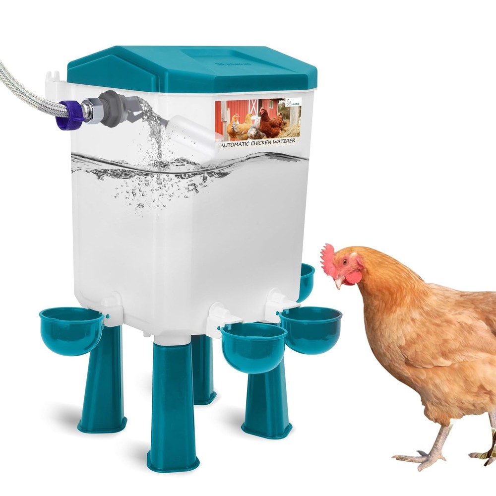 Lilyang Automatic Chicken Waterer 2 Gallon | Float-Control Auto Waterer, Hang...