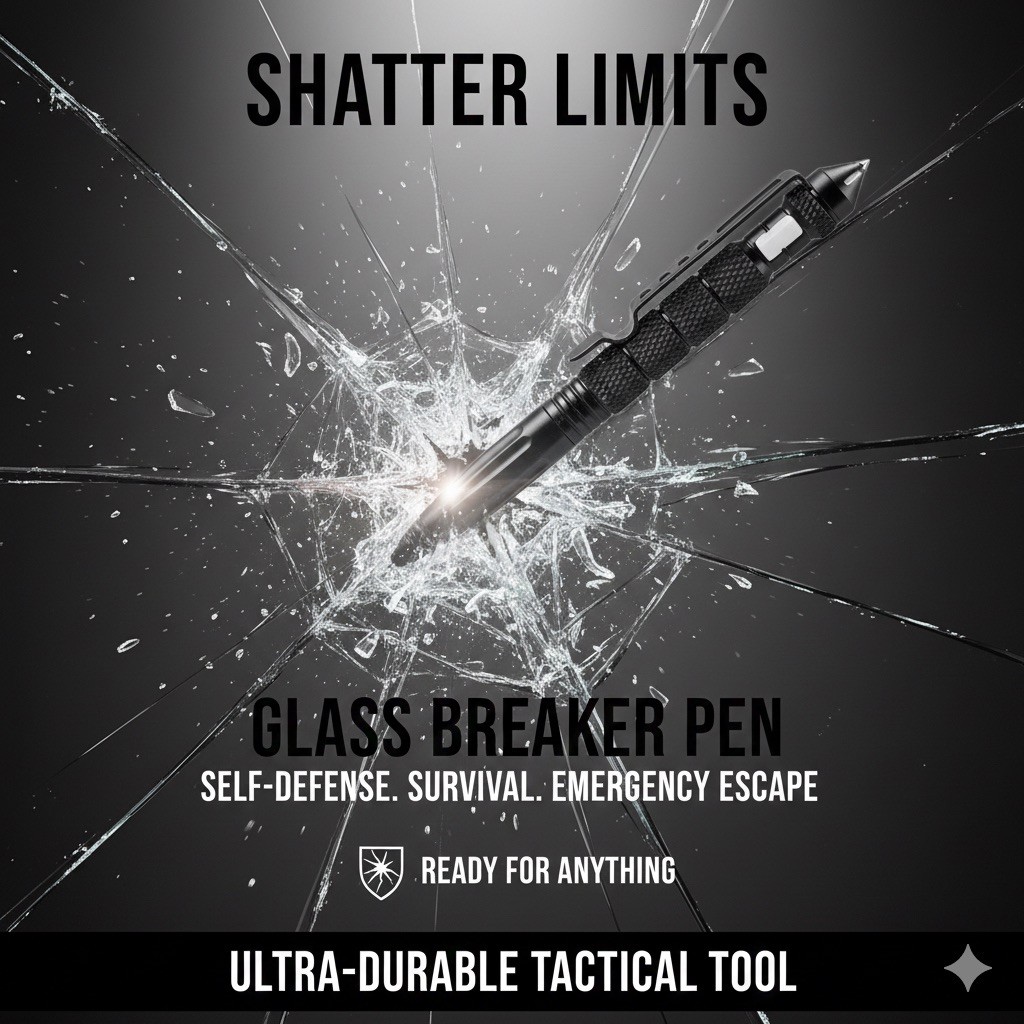 1 Tactical Pen Aluminum Self Defense with Glass Breaker Pen Writing Black EDC